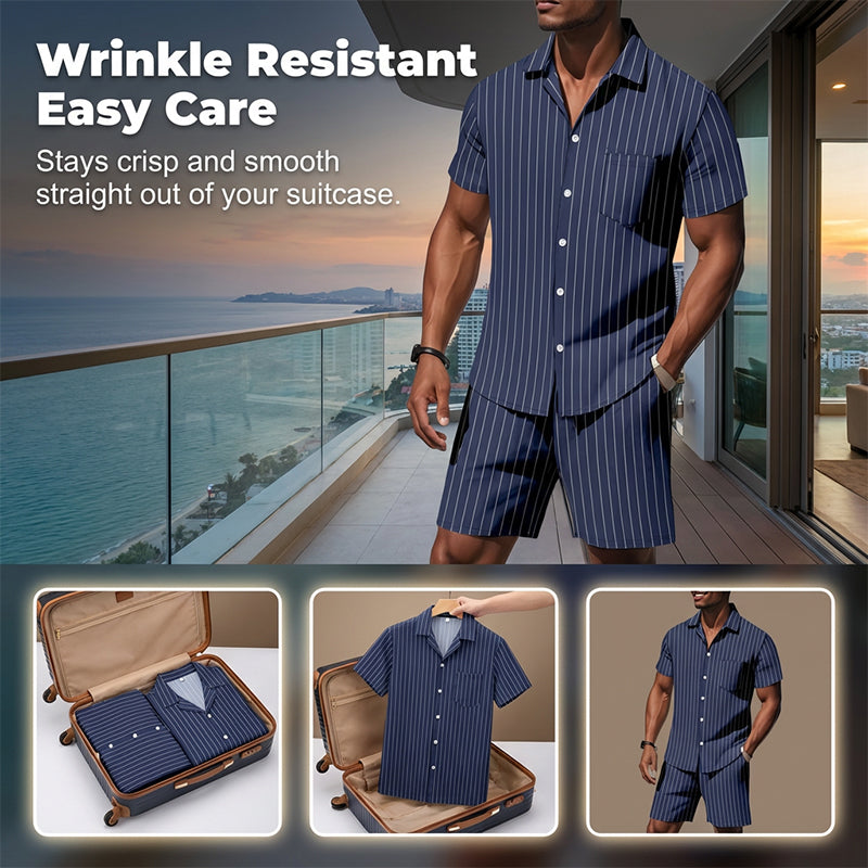 🥳2026 HOT SALE🥳💞50K+ SOLD!🏖️💨 50% OFF! 2-Piece Beach Set – Lightweight & moisture-wicking. Unbuttoned for casual beach look, buttoned up for smart-casual. 6 colors, sizes S-3XL. Your summer essential. 🩳✨