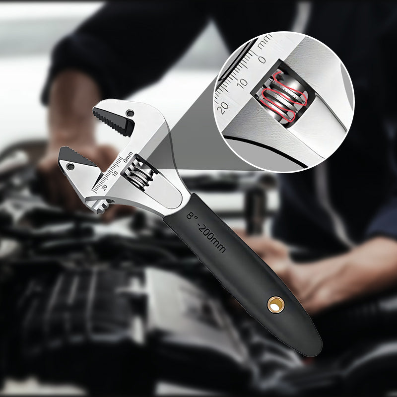 🥳2026 HOT SALE🥳💞50K+ SOLD!💥🔧⚡ 50% OFF! Wide Jaw Ratchet Adjustable Wrench – Self-tightening, high-hardness alloy teeth. Precision scale, ergonomic TPR grip. Sizes 8"/10"/12". A must-have for DIY. 🛠️✨
