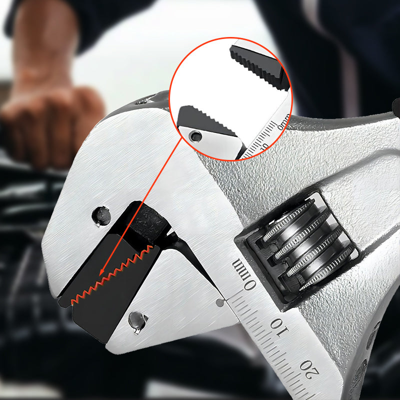 🥳2026 HOT SALE🥳💞50K+ SOLD!💥🔧⚡ 50% OFF! Wide Jaw Ratchet Adjustable Wrench – Self-tightening, high-hardness alloy teeth. Precision scale, ergonomic TPR grip. Sizes 8"/10"/12". A must-have for DIY. 🛠️✨