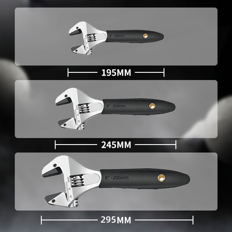 🥳2026 HOT SALE🥳💞50K+ SOLD!💥🔧⚡ 50% OFF! Wide Jaw Ratchet Adjustable Wrench – Self-tightening, high-hardness alloy teeth. Precision scale, ergonomic TPR grip. Sizes 8"/10"/12". A must-have for DIY. 🛠️✨