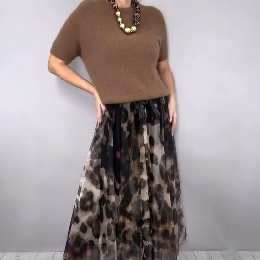 🥳2026 HOT SALE🥳💞50K+ SOLD!💥👗🌿 50% OFF! Women‘s 2-Piece Sweater Set – Leopard print skirt, soft knit top. Flattering A-line silhouette. Sizes up to 5XL. Effortless style for every body. 🎀🕊️