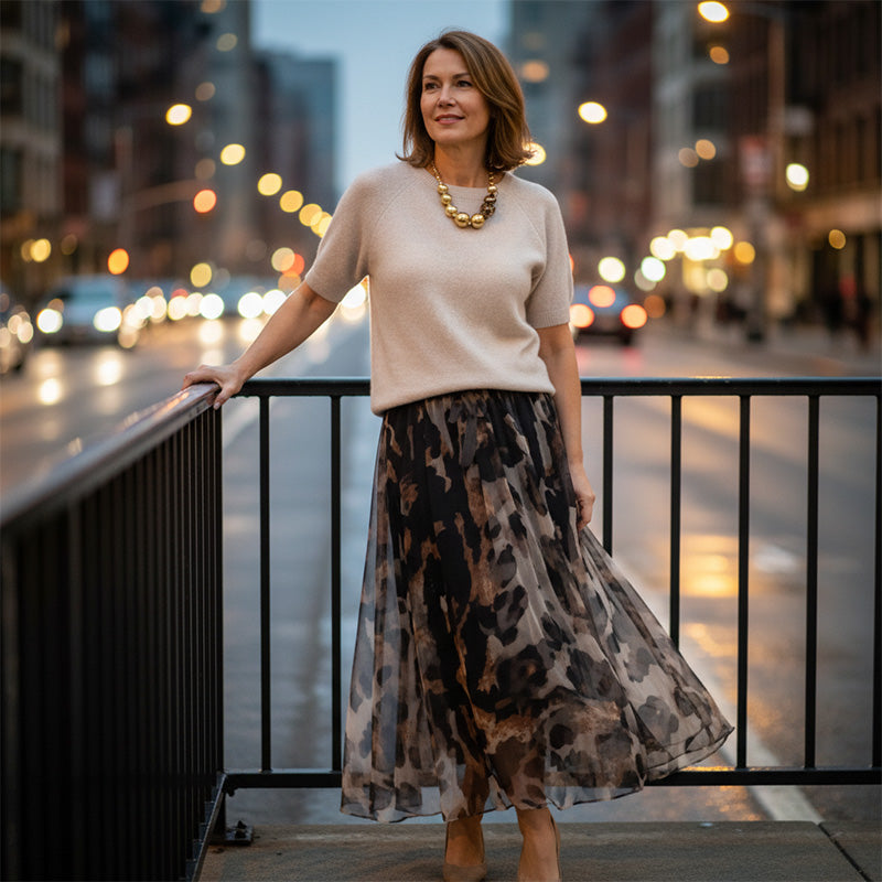 🥳2026 HOT SALE🥳💞50K+ SOLD!💥👗🌿 50% OFF! Women‘s 2-Piece Sweater Set – Leopard print skirt, soft knit top. Flattering A-line silhouette. Sizes up to 5XL. Effortless style for every body. 🎀🕊️