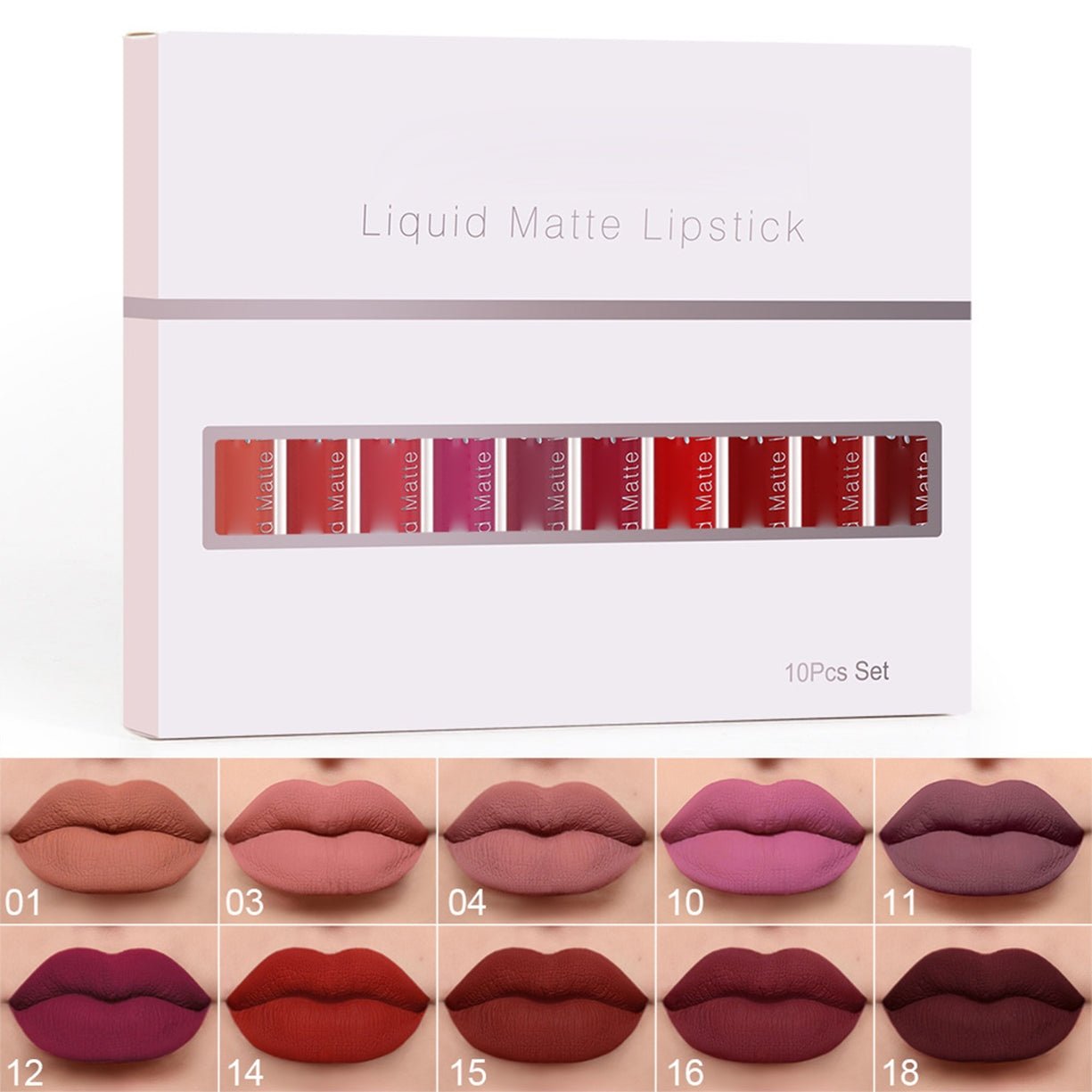 💜10Pcs Matte Waterproof  Long Lasting Lip Gloss