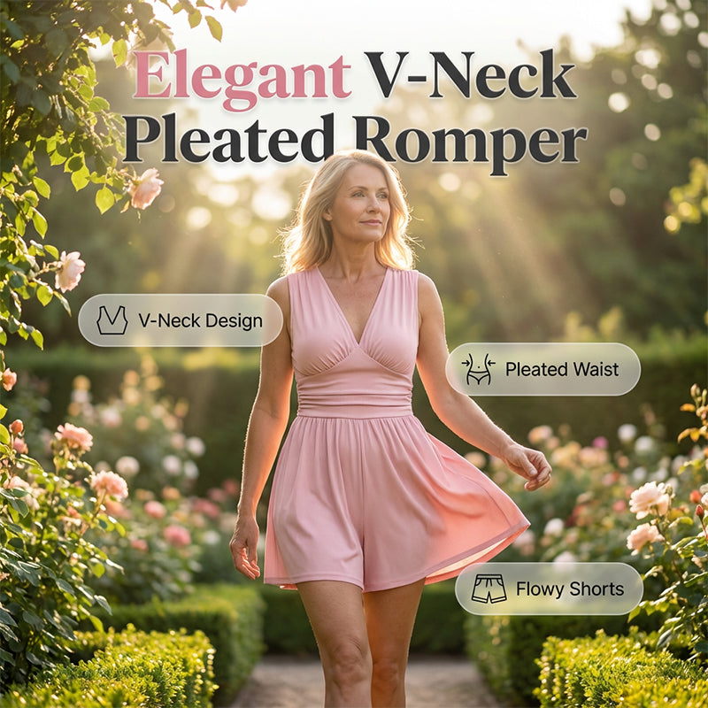 🥳2026 HOT SALE🥳💞50K+ SOLD!👗🌸 50% OFF! V-Neck Ruched Waist Romper – Sleeveless & flattering, pleated waist defines curves. Soft & breathable, perfect for sunny days. Sizes S-2XL. Your effortless summer go‑to. 🦋✨