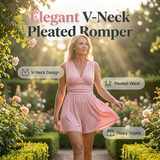 🥳2026 HOT SALE🥳💞50K+ SOLD!👗🌸 50% OFF! V-Neck Ruched Waist Romper – Sleeveless & flattering, pleated waist defines curves. Soft & breathable, perfect for sunny days. Sizes S-2XL. Your effortless summer go‑to. 🦋✨