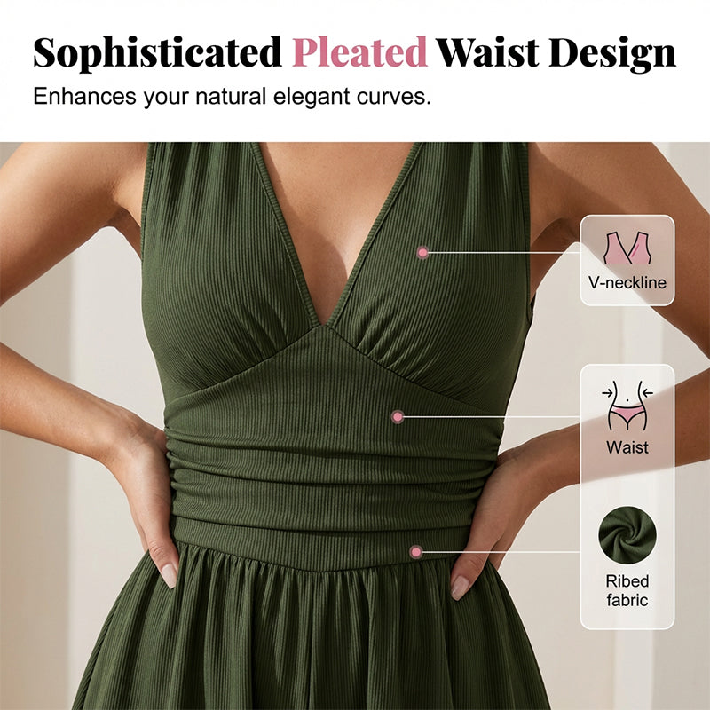 🥳2026 HOT SALE🥳💞50K+ SOLD!👗🌸 50% OFF! V-Neck Ruched Waist Romper – Sleeveless & flattering, pleated waist defines curves. Soft & breathable, perfect for sunny days. Sizes S-2XL. Your effortless summer go‑to. 🦋✨
