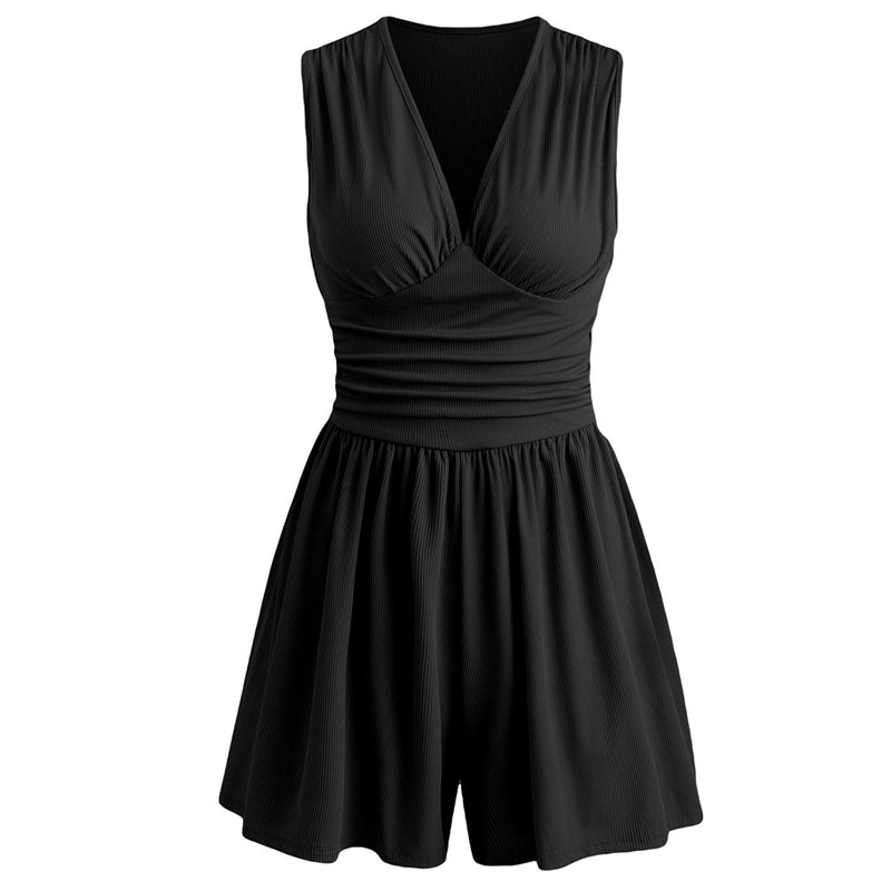 🥳2026 HOT SALE🥳💞50K+ SOLD!👗🌸 50% OFF! V-Neck Ruched Waist Romper – Sleeveless & flattering, pleated waist defines curves. Soft & breathable, perfect for sunny days. Sizes S-2XL. Your effortless summer go‑to. 🦋✨