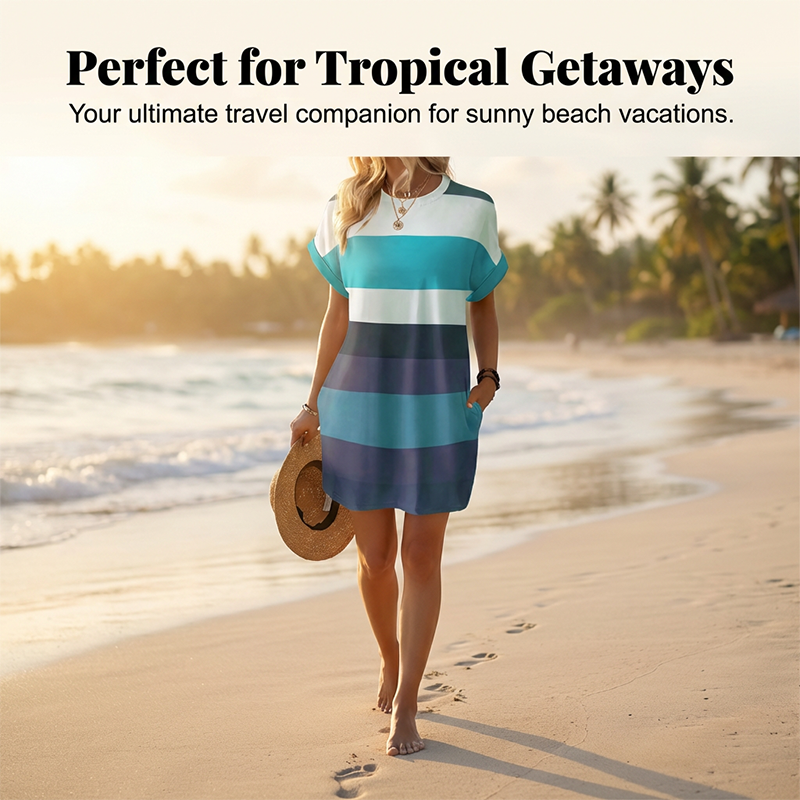🥳2026 HOT SALE🥳💞50K+ SOLD!🏖️💨 50% OFF! Striped Midi Dress – Lightweight & breathable, effortless drape. Beach cover-up to evening dinner, one dress does it all. Pink, green, sky blue & more. 🌊✅