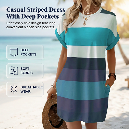 🥳2026 HOT SALE🥳💞50K+ SOLD!🏖️💨 50% OFF! Striped Midi Dress – Lightweight & breathable, effortless drape. Beach cover-up to evening dinner, one dress does it all. Pink, green, sky blue & more. 🌊✅