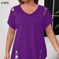 🥳2026 HOT SALE🥳💞50K+ SOLD!💥💕🌿 50% OFF! Women’s Solid Color Tunic – Classic V-neck, unique lattice cutouts. Skin-friendly fabric, great coverage. Black, red, blue & more. Sizes S-2XL. 👚✅