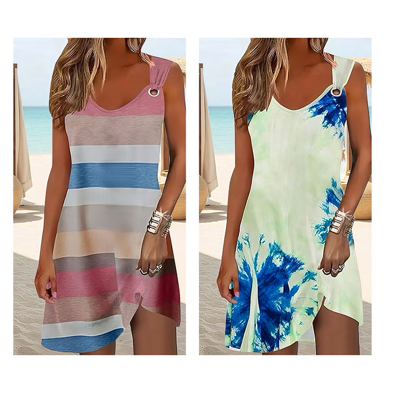 🥳2026 HOT SALE🥳💞50K+ SOLD!🏖️💨 50% OFF! Plus Size Boho Dress – Relaxed silhouette, natural waist. Skin‑friendly fabric, effortless style. Blue, pink & mint options. Your vacation essential. 🌊✅