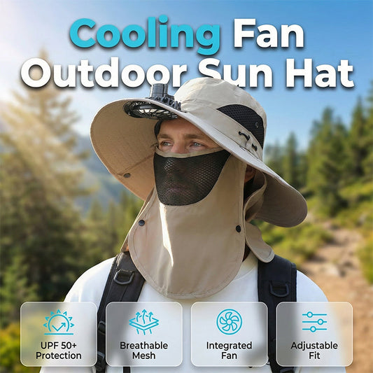 🥳2026 HOT SALE🥳💞50K+ SOLD!🌬️👒 50% OFF! Outdoor Cooling Fan Hat – 360° neck flap, detachable face shield. Keeps you cool & sun‑safe. Ideal for hiking, fishing & all summer adventures. 🎣⛰️