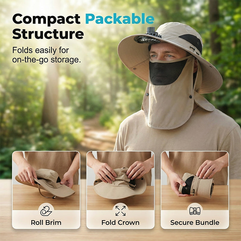 🥳2026 HOT SALE🥳💞50K+ SOLD!🌬️👒 50% OFF! Outdoor Cooling Fan Hat – 360° neck flap, detachable face shield. Keeps you cool & sun‑safe. Ideal for hiking, fishing & all summer adventures. 🎣⛰️