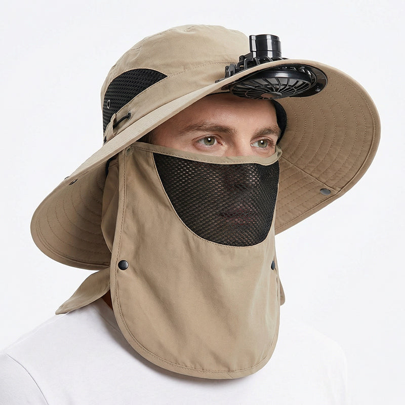 🥳2026 HOT SALE🥳💞50K+ SOLD!🌬️👒 50% OFF! Outdoor Cooling Fan Hat – 360° neck flap, detachable face shield. Keeps you cool & sun‑safe. Ideal for hiking, fishing & all summer adventures. 🎣⛰️