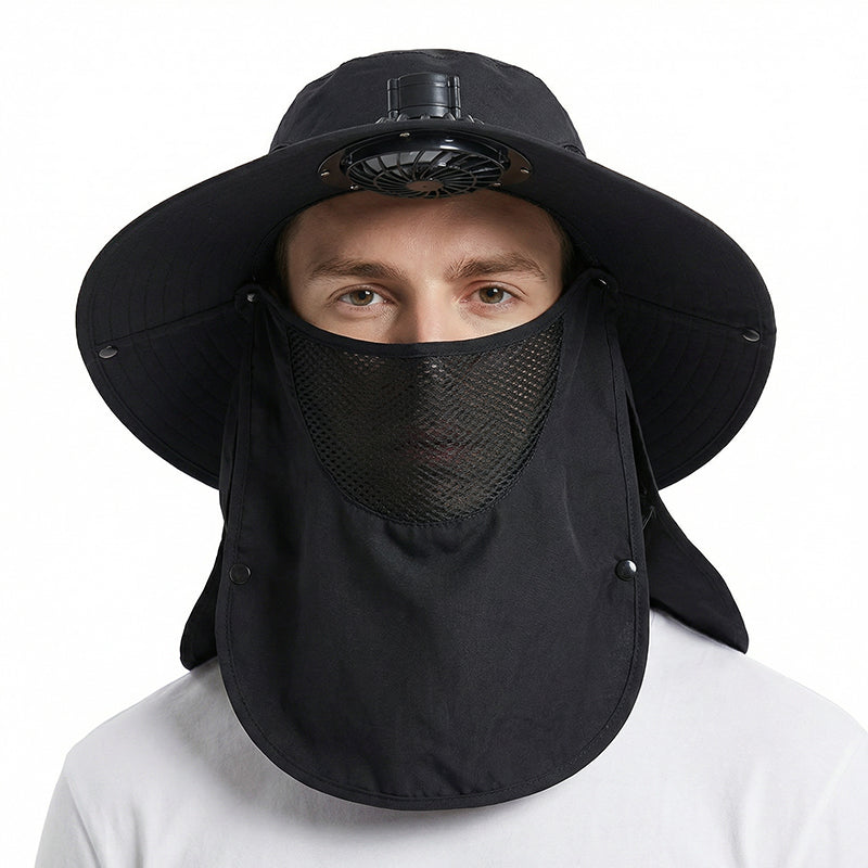 🥳2026 HOT SALE🥳💞50K+ SOLD!🌬️👒 50% OFF! Outdoor Cooling Fan Hat – 360° neck flap, detachable face shield. Keeps you cool & sun‑safe. Ideal for hiking, fishing & all summer adventures. 🎣⛰️