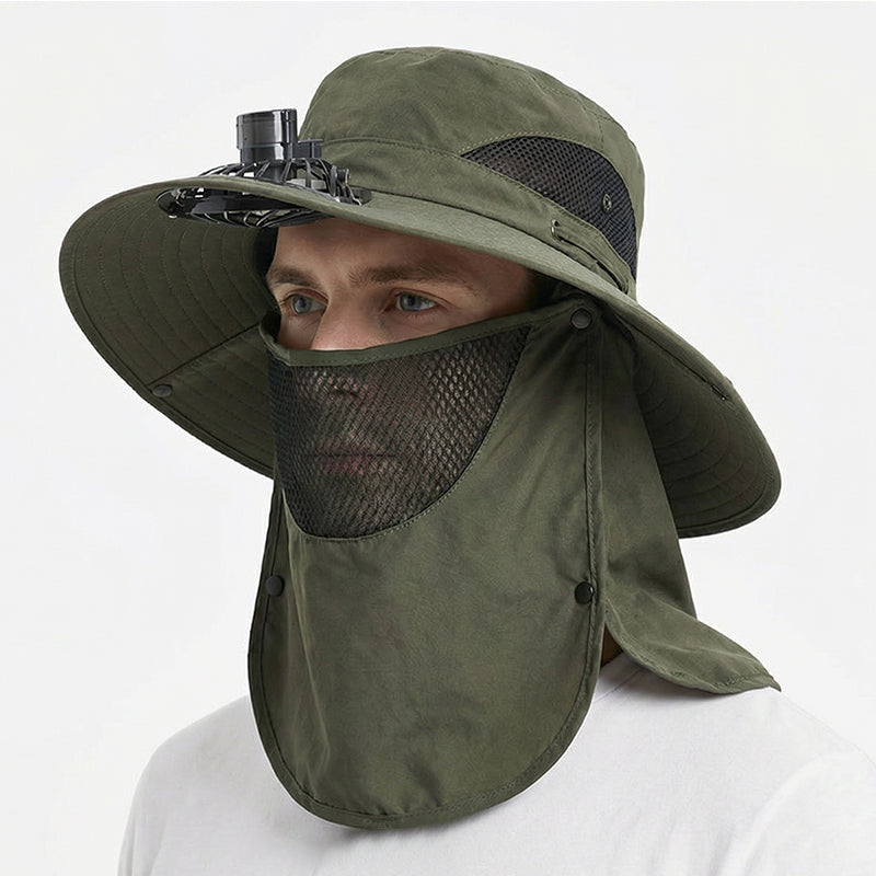 🥳2026 HOT SALE🥳💞50K+ SOLD!🌬️👒 50% OFF! Outdoor Cooling Fan Hat – 360° neck flap, detachable face shield. Keeps you cool & sun‑safe. Ideal for hiking, fishing & all summer adventures. 🎣⛰️