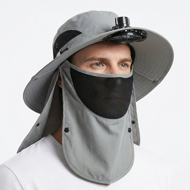 🥳2026 HOT SALE🥳💞50K+ SOLD!🌬️👒 50% OFF! Outdoor Cooling Fan Hat – 360° neck flap, detachable face shield. Keeps you cool & sun‑safe. Ideal for hiking, fishing & all summer adventures. 🎣⛰️