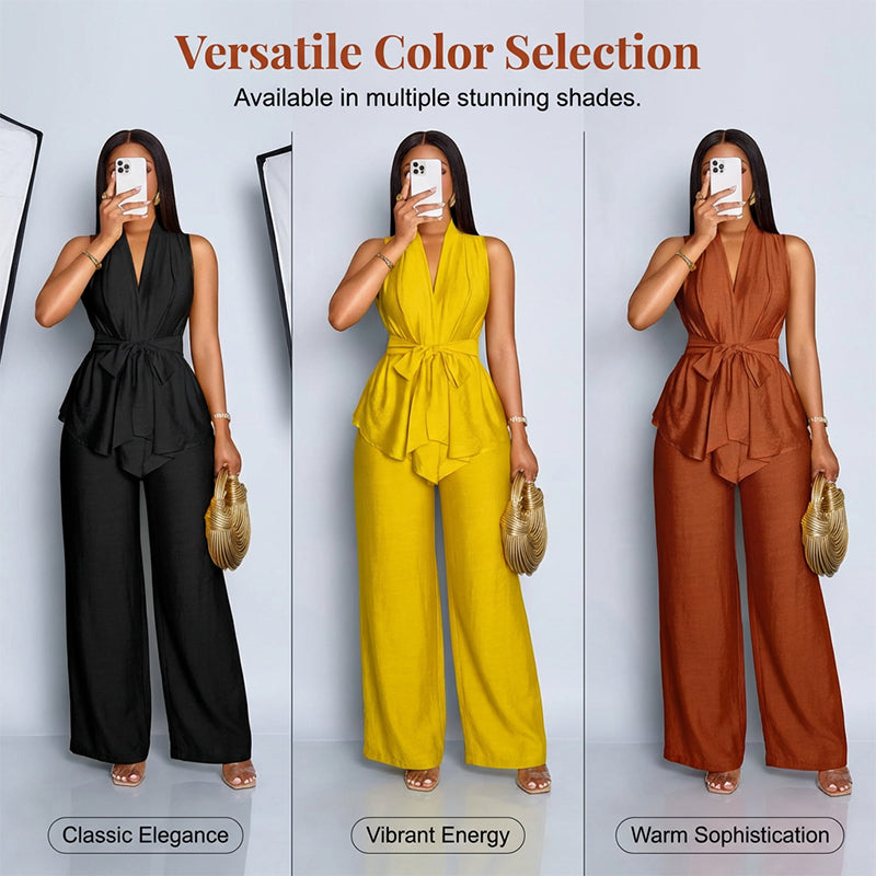 🥳2026 HOT SALE🥳💞50K+ SOLD!💥🎀💫 50% OFF! Sleeveless Top & Wide Pants Set – V-neck, adjustable waist. No matching hassle, instant chic. Perfect for holidays or everyday wear. 🛡️🕊️