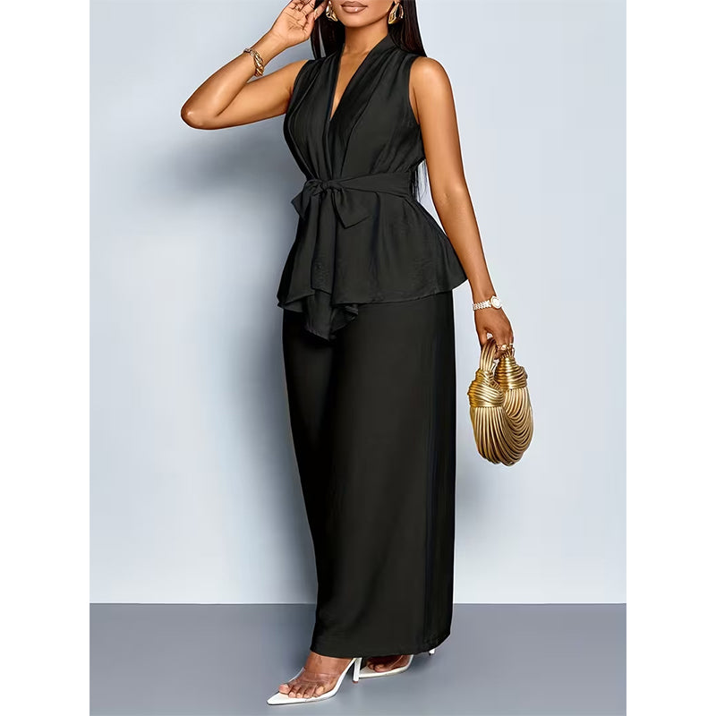 🥳2026 HOT SALE🥳💞50K+ SOLD!💥🎀💫 50% OFF! Sleeveless Top & Wide Pants Set – V-neck, adjustable waist. No matching hassle, instant chic. Perfect for holidays or everyday wear. 🛡️🕊️