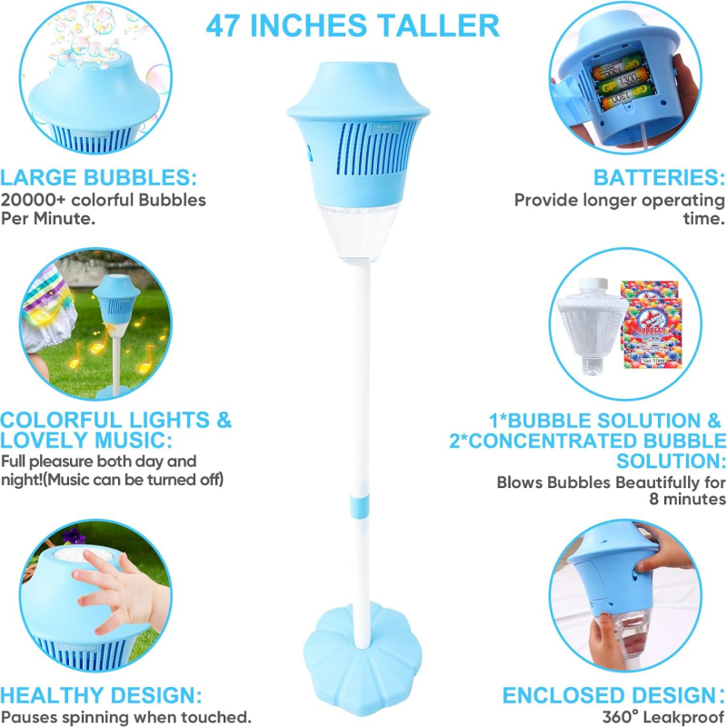 🥳2026 HOT SALE🥳💞50K+ SOLD!🫧🎶 50% OFF! Handheld Bubble Maker – Rich bubbles, cool lights & cheerful tunes. Stable base for indoor/outdoor. Hours of fun for little ones. 🏡✅