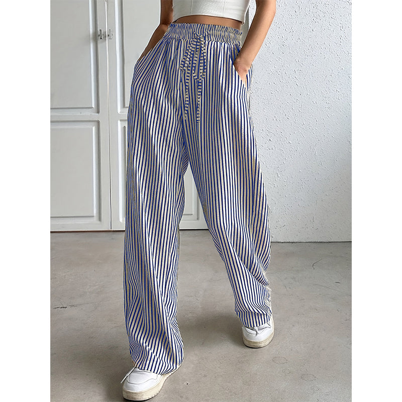 🥳2026 HOT SALE🥳💞50K+ SOLD!💥🎀💫 50% OFF! Striped Wide-Leg Pants – Elastic drawstring waist, no binding. Vertical stripes create slimming effect. Lightweight fabric, all-day comfort. A wardrobe essential. 🛡️🕊️