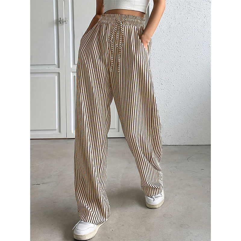 🥳2026 HOT SALE🥳💞50K+ SOLD!💥🎀💫 50% OFF! Striped Wide-Leg Pants – Elastic drawstring waist, no binding. Vertical stripes create slimming effect. Lightweight fabric, all-day comfort. A wardrobe essential. 🛡️🕊️