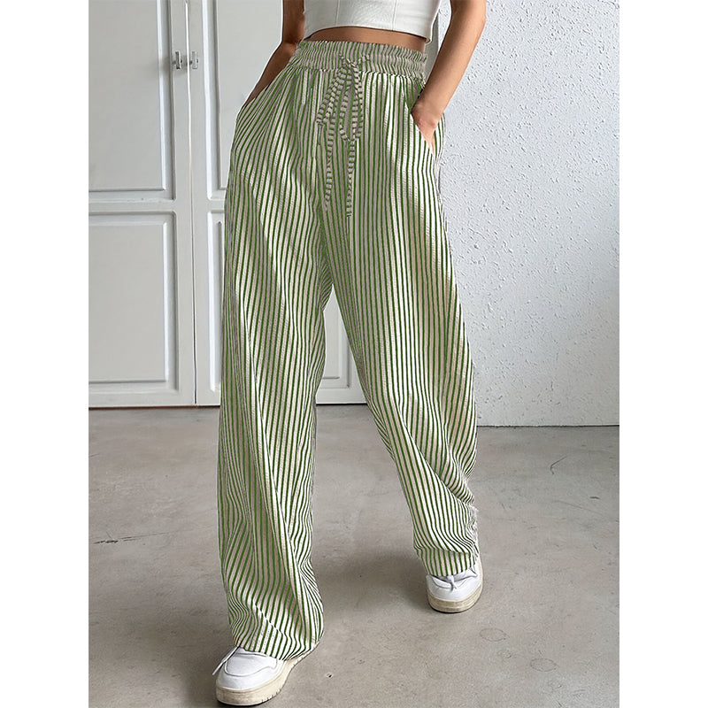 🥳2026 HOT SALE🥳💞50K+ SOLD!💥🎀💫 50% OFF! Striped Wide-Leg Pants – Elastic drawstring waist, no binding. Vertical stripes create slimming effect. Lightweight fabric, all-day comfort. A wardrobe essential. 🛡️🕊️