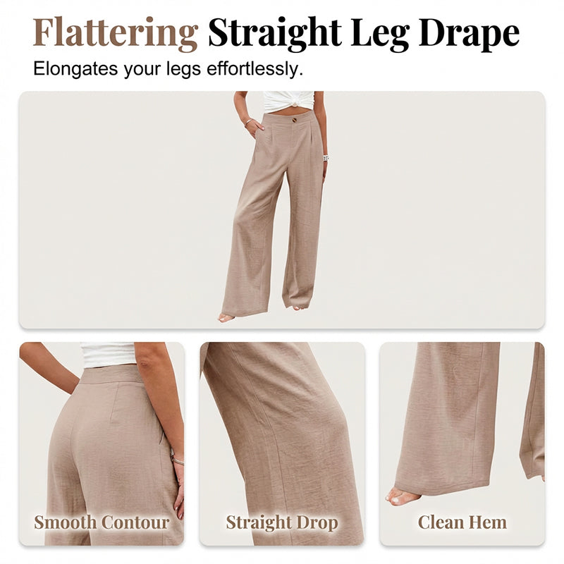 🥳2026 HOT SALE🥳💞50K+ SOLD!💥🎀💫 50% OFF! High-Waist Linen Feel Pants – Breathable fabric, functional pockets. Elastic waist for all-day comfort. A wardrobe must-have. 🛡️🕊️