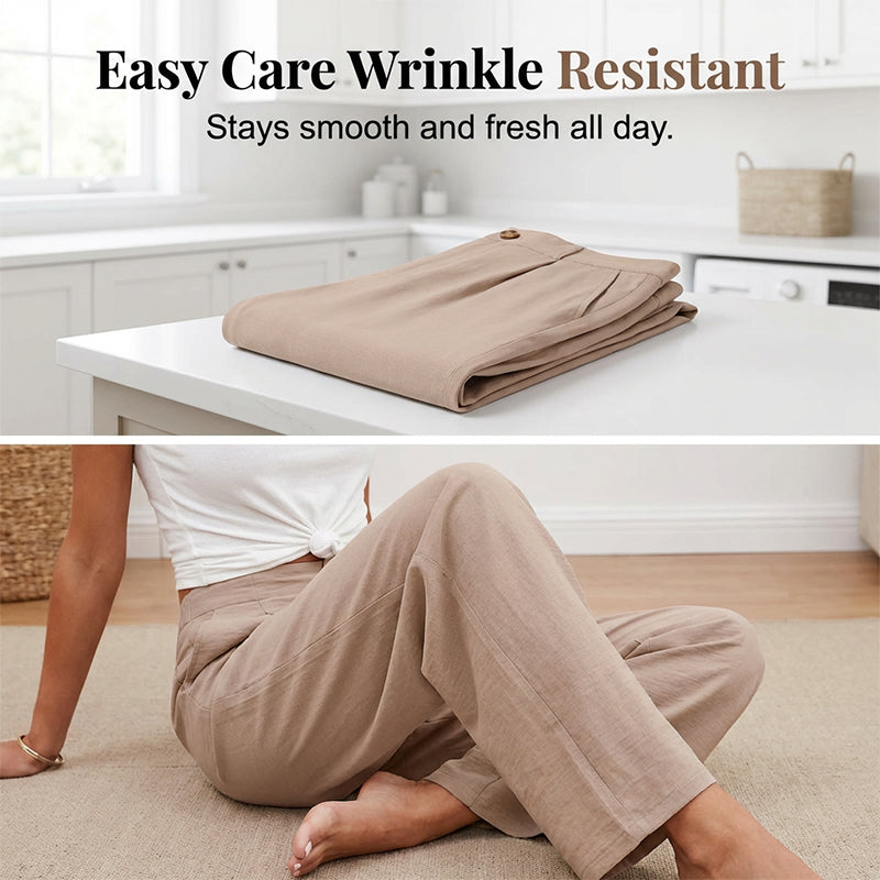 🥳2026 HOT SALE🥳💞50K+ SOLD!💥🎀💫 50% OFF! High-Waist Linen Feel Pants – Breathable fabric, functional pockets. Elastic waist for all-day comfort. A wardrobe must-have. 🛡️🕊️