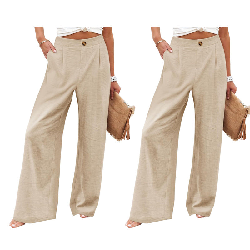 🥳2026 HOT SALE🥳💞50K+ SOLD!💥🎀💫 50% OFF! High-Waist Linen Feel Pants – Breathable fabric, functional pockets. Elastic waist for all-day comfort. A wardrobe must-have. 🛡️🕊️