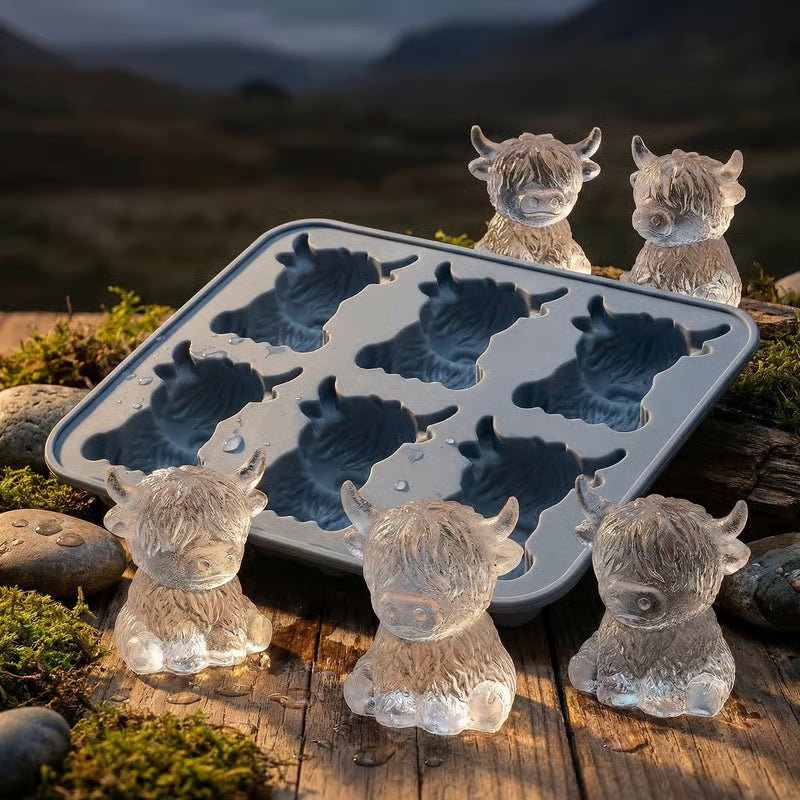 🥳2026 HOT SALE🥳💞50K+ SOLD!🐮🧊 50% OFF! Highland Cow Ice Cube Mold – Adorable 3D silicone tray, 6 cavities. Food‑grade, BPA‑free & dishwasher safe. A whisky lover’s must‑have! 🥃✨