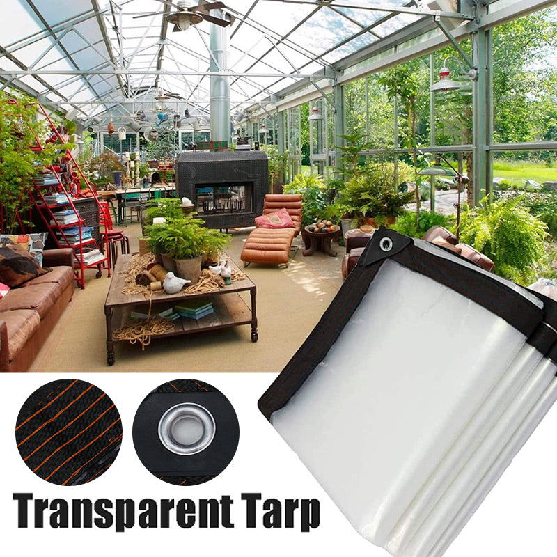 🥳2026 HOT SALE🥳💞50K+ SOLD! 🛡️🔩 50% OFF! Reinforced Transparent Tarp – aluminum grommets, 6-thread stitching, 3X longer life. Multi-use for roof, courtyard & carport – one tarp, endless jobs! 🏠💪