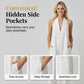 🥳2026 HOT SALE🥳💞50K+ SOLD!🏖️💨 50% OFF! Casual Linen Jumpsuit – Halter V-neck, flowy wide-leg. Soft & breathable, keeps you cool. Side pockets for essentials. Your go‑to summer piece. 👗✅