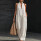 🥳2026 HOT SALE🥳💞50K+ SOLD!🏖️💨 50% OFF! Casual Linen Jumpsuit – Halter V-neck, flowy wide-leg. Soft & breathable, keeps you cool. Side pockets for essentials. Your go‑to summer piece. 👗✅