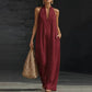🥳2026 HOT SALE🥳💞50K+ SOLD!🏖️💨 50% OFF! Casual Linen Jumpsuit – Halter V-neck, flowy wide-leg. Soft & breathable, keeps you cool. Side pockets for essentials. Your go‑to summer piece. 👗✅