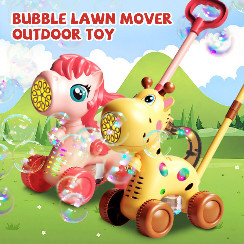 🥳2026 HOT SALE🥳💞50K+ SOLD!🐴✨ 50% OFF! Animal Bubble Lawn Mover – Pink pony / yellow deer. Large stable wheels, 2‑height handle. Comes with bubble liquid. Hours of outdoor play. 🏡🎁
