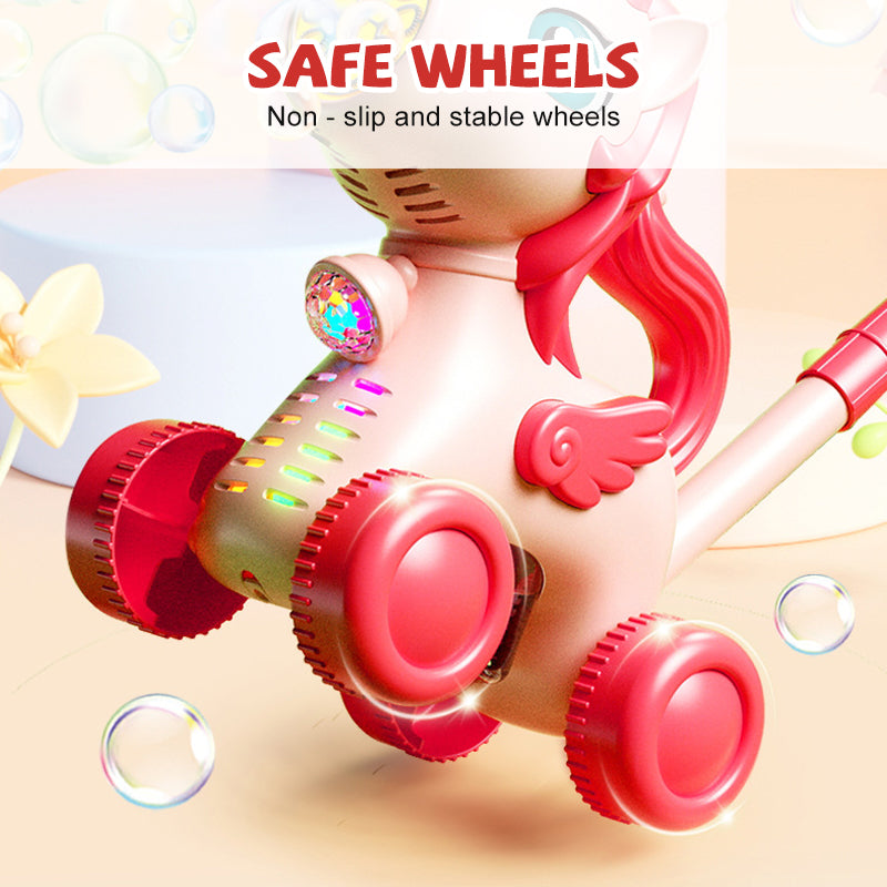 🥳2026 HOT SALE🥳💞50K+ SOLD!🐴✨ 50% OFF! Animal Bubble Lawn Mover – Pink pony / yellow deer. Large stable wheels, 2‑height handle. Comes with bubble liquid. Hours of outdoor play. 🏡🎁
