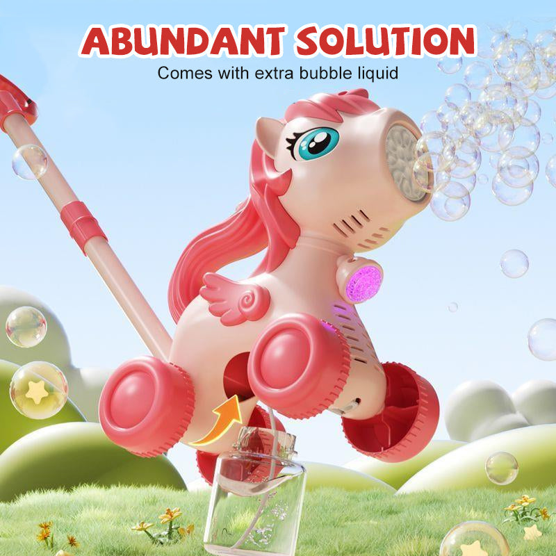 🥳2026 HOT SALE🥳💞50K+ SOLD!🐴✨ 50% OFF! Animal Bubble Lawn Mover – Pink pony / yellow deer. Large stable wheels, 2‑height handle. Comes with bubble liquid. Hours of outdoor play. 🏡🎁
