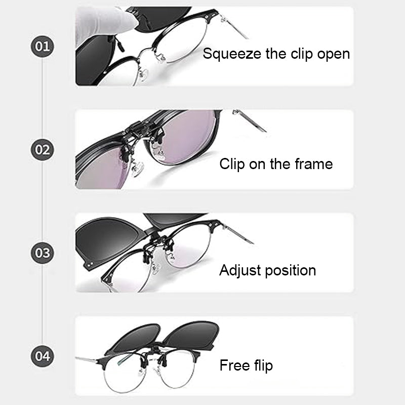 🥳2026 HOT SALE🥳💞50K+ SOLD!👓🌿 50% OFF! Clip‑on Polarized Sunglasses – Flip‑up design, true color vision. Protects from glare & UV. Foldable with case. Perfect for reading or driving. 🚗✅