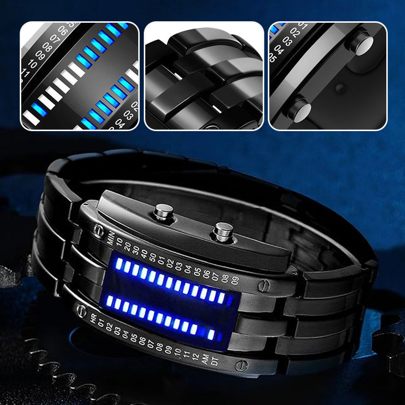⌚ 50% OFF NOW! ⏳ Men's Binary LED Watch – Stainless steel, blue light, sporty & water-resistant – modern style ⚡