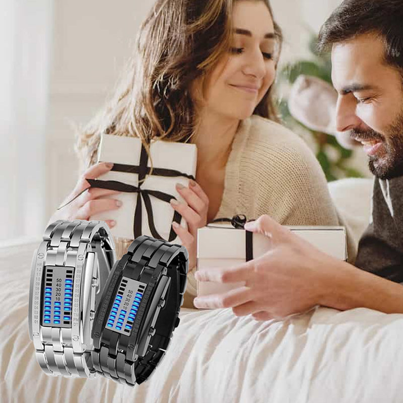 ⌚ 50% OFF NOW! ⏳ Men's Binary LED Watch – Stainless steel, blue light, sporty & water-resistant – modern style ⚡