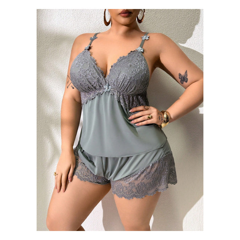 🥳2026 HOT SALE🥳💞50K+ SOLD!👗🌸 50% OFF! Lace Trim Camisole & Shorts Pajama Set – Soft satin-like fabric, adjustable straps & V-neck. Elastic waist shorts for easy on/off. Perfect for a relaxing night. 🛏️✨