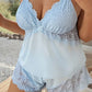 🥳2026 HOT SALE🥳💞50K+ SOLD!👗🌸 50% OFF! Lace Trim Camisole & Shorts Pajama Set – Soft satin-like fabric, adjustable straps & V-neck. Elastic waist shorts for easy on/off. Perfect for a relaxing night. 🛏️✨