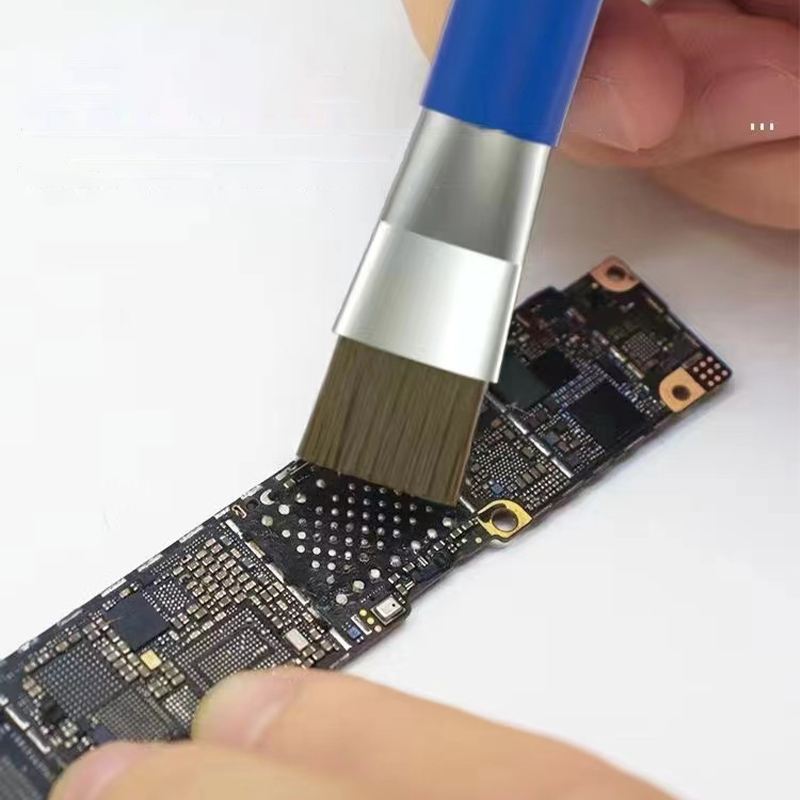 Dual-Head Phone Repair Brush with Wire & Hog Bristle