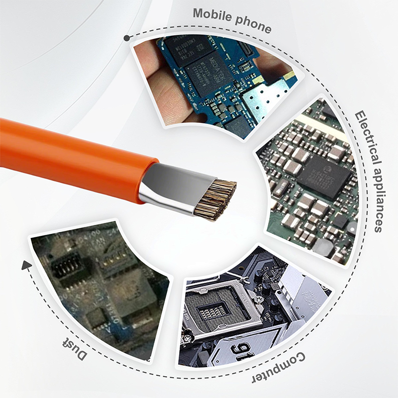 Dual-Head Phone Repair Brush with Wire & Hog Bristle