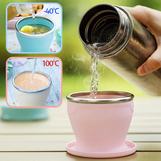 🥳2026 HOT SALE🥳💞50K+ SOLD!🧊🥤 50% OFF! Folding Travel Cup – BPA‑free, withstands -40°C to 230°C. Wide base, no tipping. Collapses to pocket size. A camping essential. 🏕️✅