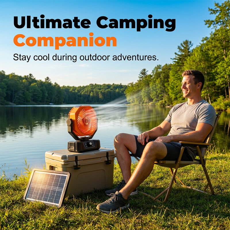 🥳2026 HOT SALE🥳💞50K+ SOLD!🌞⛺ 50% OFF! Solar Portable Misting Fan – Cool mist + wide oscillation + remote control. Solar powered, off‑grid camping comfort. No more sticky summer days! 💨🌀