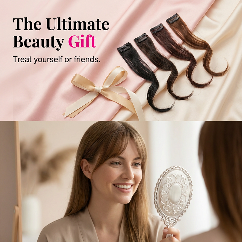 🥳2026 HOT SALE🥳💞50K+ SOLD!✨💇‍♀️ 50% OFF! Clip-in Long Side Air Bangs – Instantly frames your face, hides forehead lines. Premium synthetic silk, secure clips. Natural black & brown shades. Effortless beauty in seconds! 🌸🦋