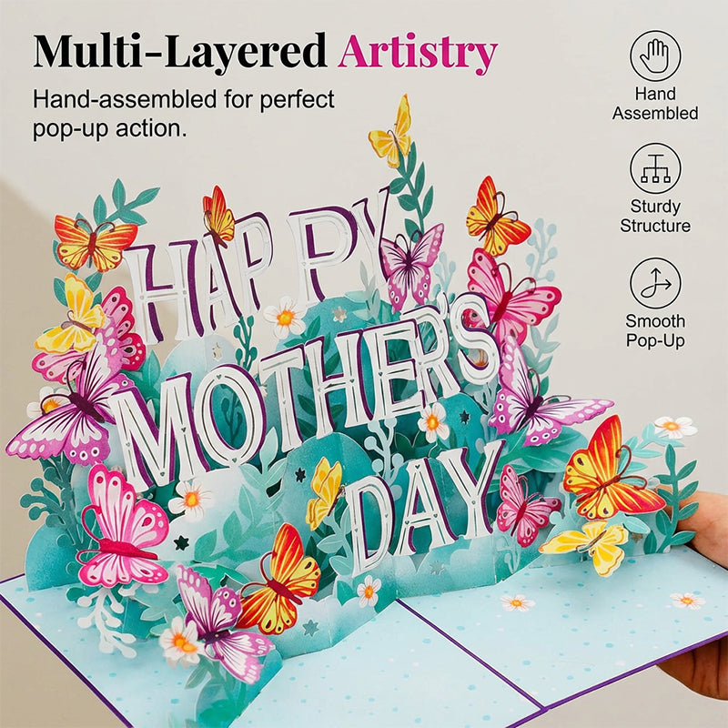 🥳2026 HOT SALE🥳💞50K+ SOLD!💐🎁 50% OFF! 3D Pop-Up Mother‘s Day Card – Intricate laser-cut flowers & butterflies. A keepsake she’ll treasure forever. Make her smile! ✨🌸