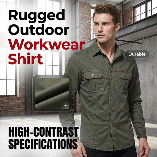 🥳2026 HOT SALE🥳💞50K+ SOLD!👕🔥 50% OFF! Men’s Long Sleeve Cotton Workwear Shirt – Breathable, reinforced seams & dual chest pockets. Tailored fit moves with you. A durable everyday essential. 🛡️✨
